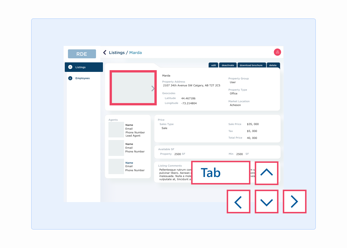on focus and tab navigation